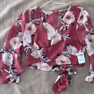 Pink crop open tie back